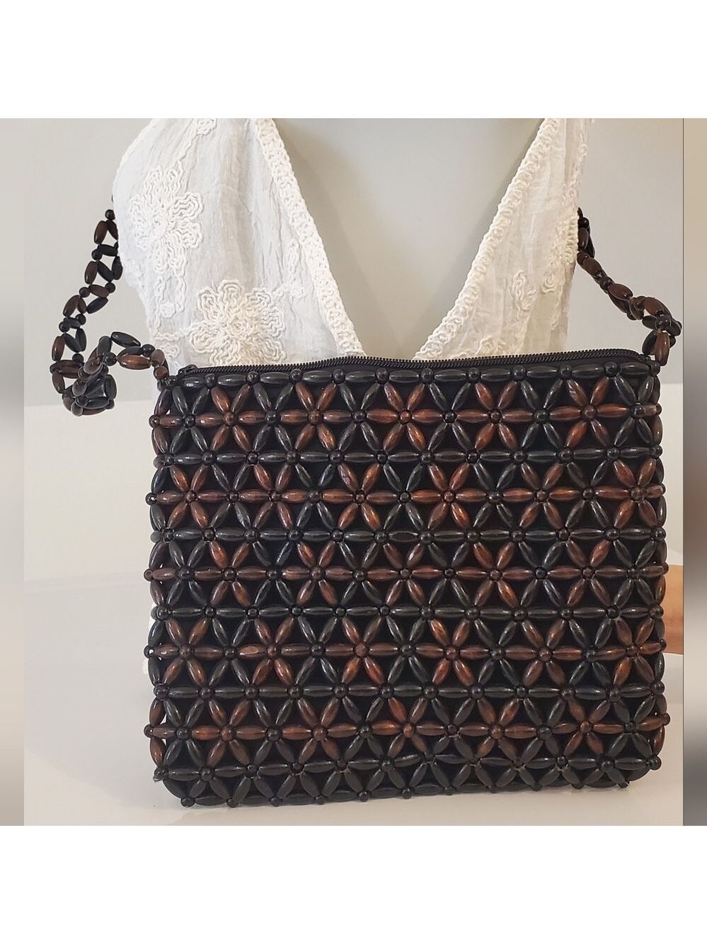 Vintage Wooden Bead Purse